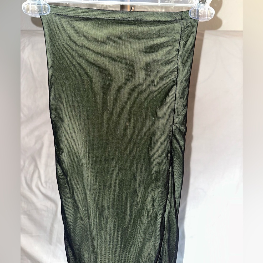 Vintage Sheer Green and Black Jumpsuit with Contrasting Trippy Swirl Lining M/L - Picture 13 of 16